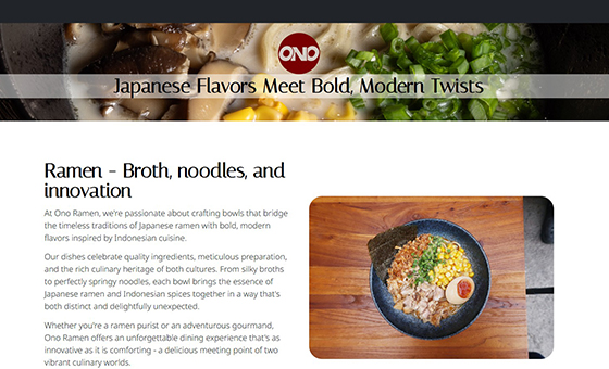 Brand section — Ono Ramen's dedicated page